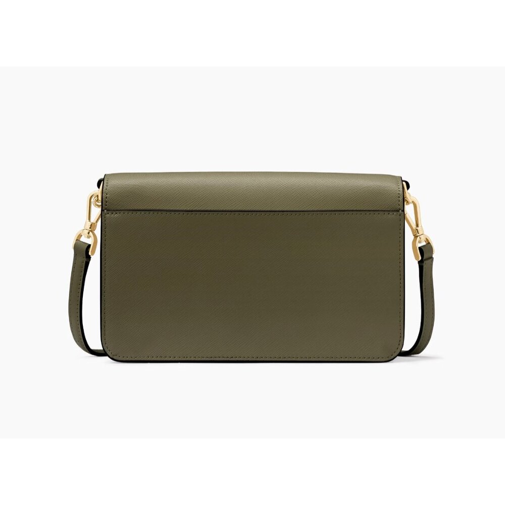 New Kate Spade Madison Small Flap Crossbody Saffiano Leather Seaweed Green - Picture 2 of 5